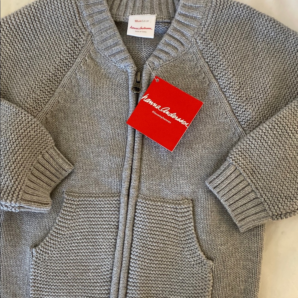 NWT Hanna Andersson gray zip-up cardigan 3T